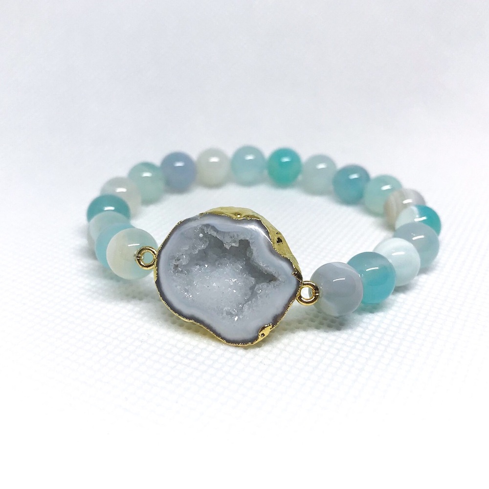 Agate Agate and Druzy Bracelet